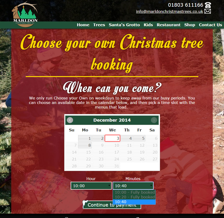 marldon christmas trees website 2014 choose your own tree booking page 2