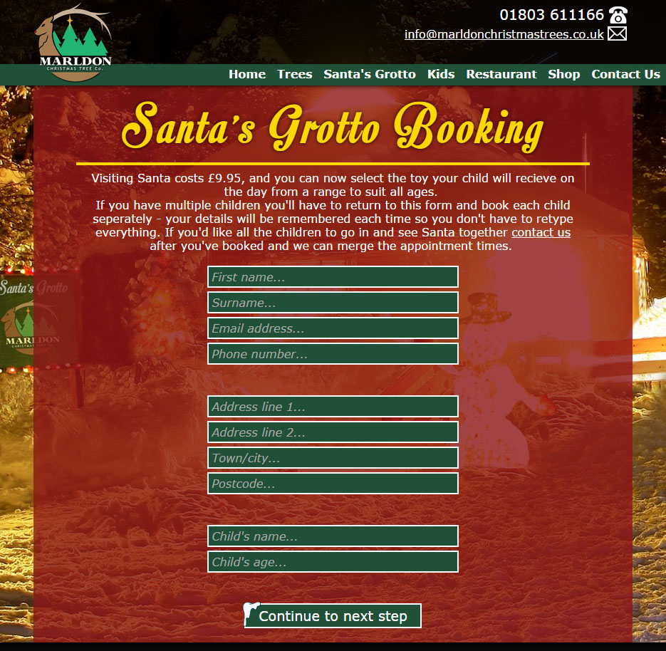 marldon christmas trees website 2014 santas grotto booking page 1